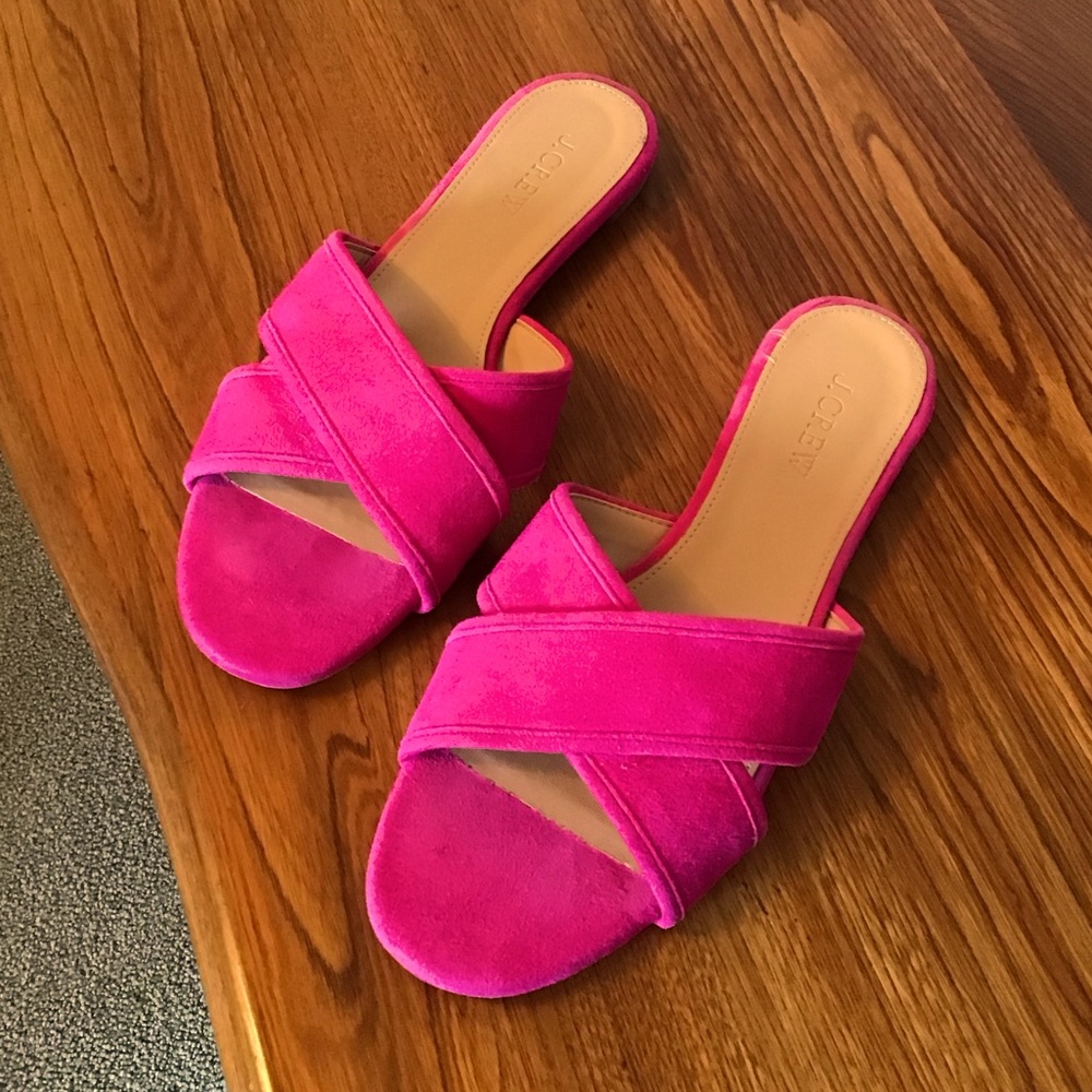 J Crew suede slides